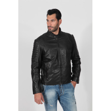 Men's real leather biker...