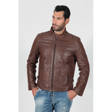 Men's real leather biker...