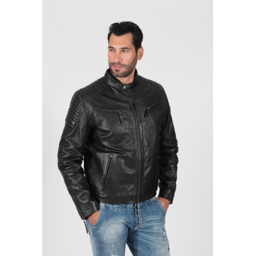 Men's real leather biker...