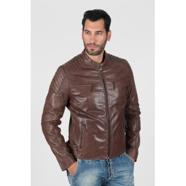 Men's real leather biker...