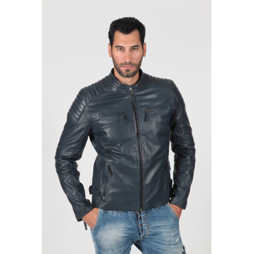 Men's real leather biker...